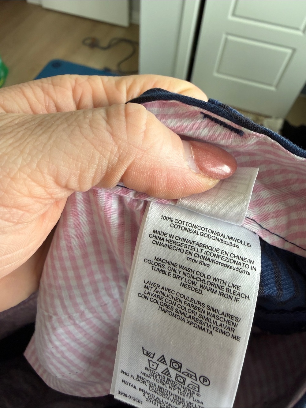 Women’s Brooks Brothers 100% Cotton Navy Pinstripe Chinos - Picture 6 of 7